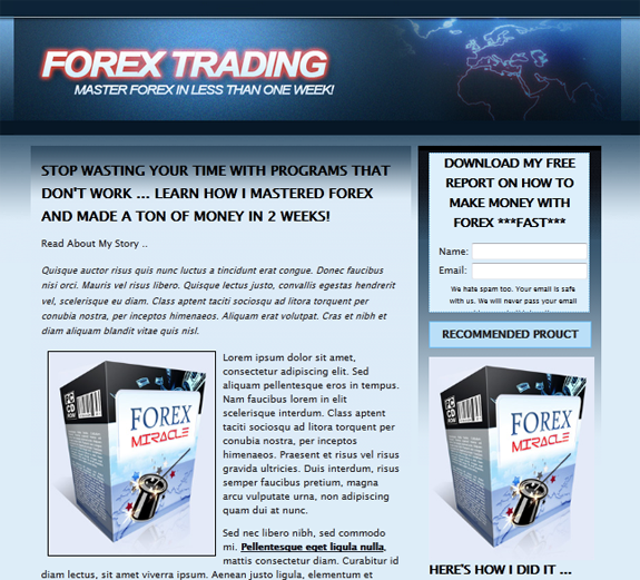 forex landing page template