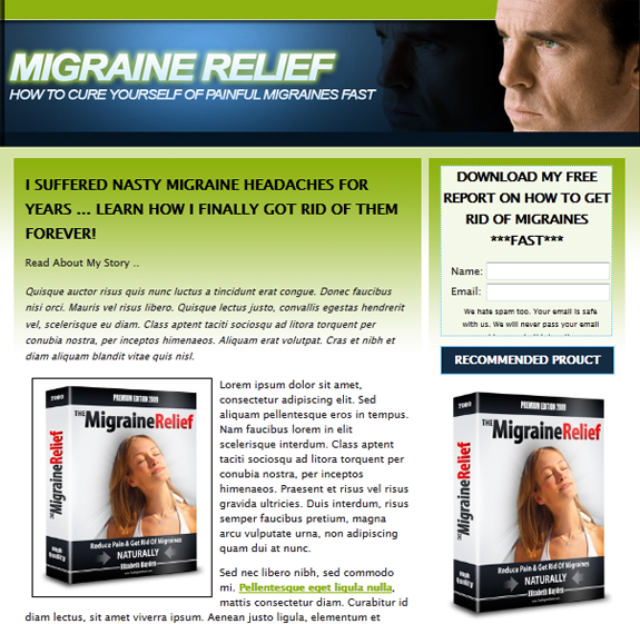 migraine landing page template